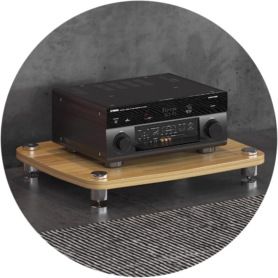 Soporte HiFi con Pies Amortiguadores Antivibraci&oacute;n para Amplificador y Tocadiscos de Madera