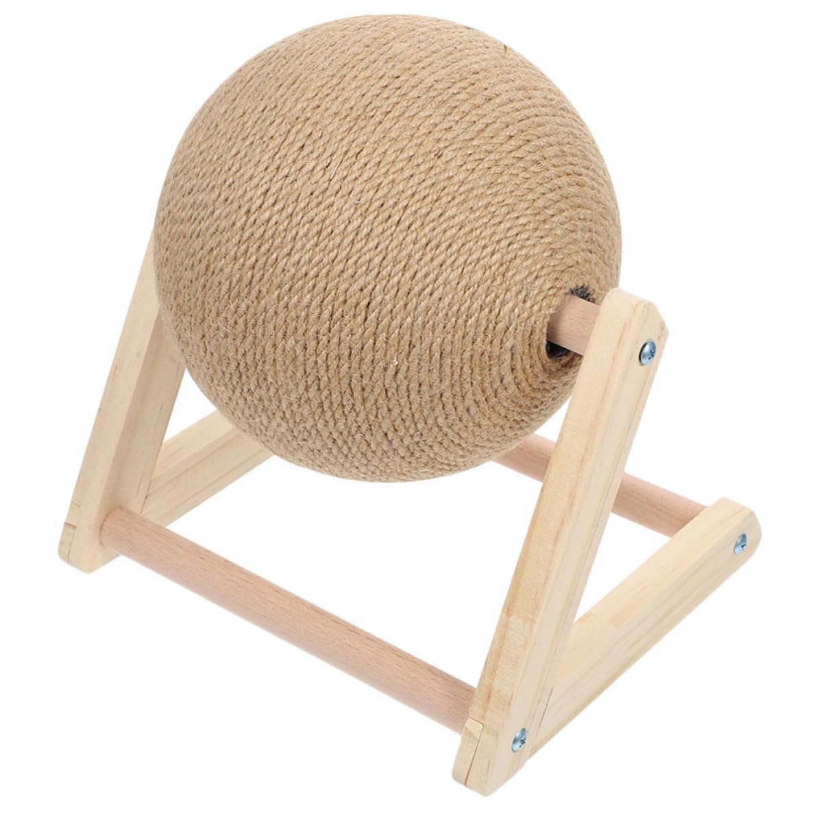Bola de madera y sisal natural en este rascador para gatos diseñado para proteger tus muebles