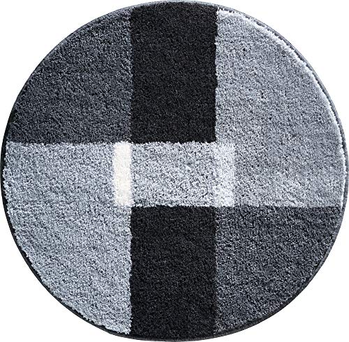 Erwin Müller Badematte, Badteppich, Badvorleger Zagori rutschhemmend grau Größe rund: 80 cm Ø - herrlich weich und flauschig, für Fußbodenheizung geeignet (weitere Größen, Farben)