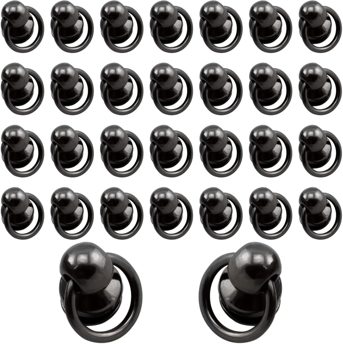30 PCS Screwback Screw Rivet Stud Silver Round Head Nail with Pull Ring DIY Accessory Nail for Leather Craft, Clothes, Bags,Hats, Belts etc.