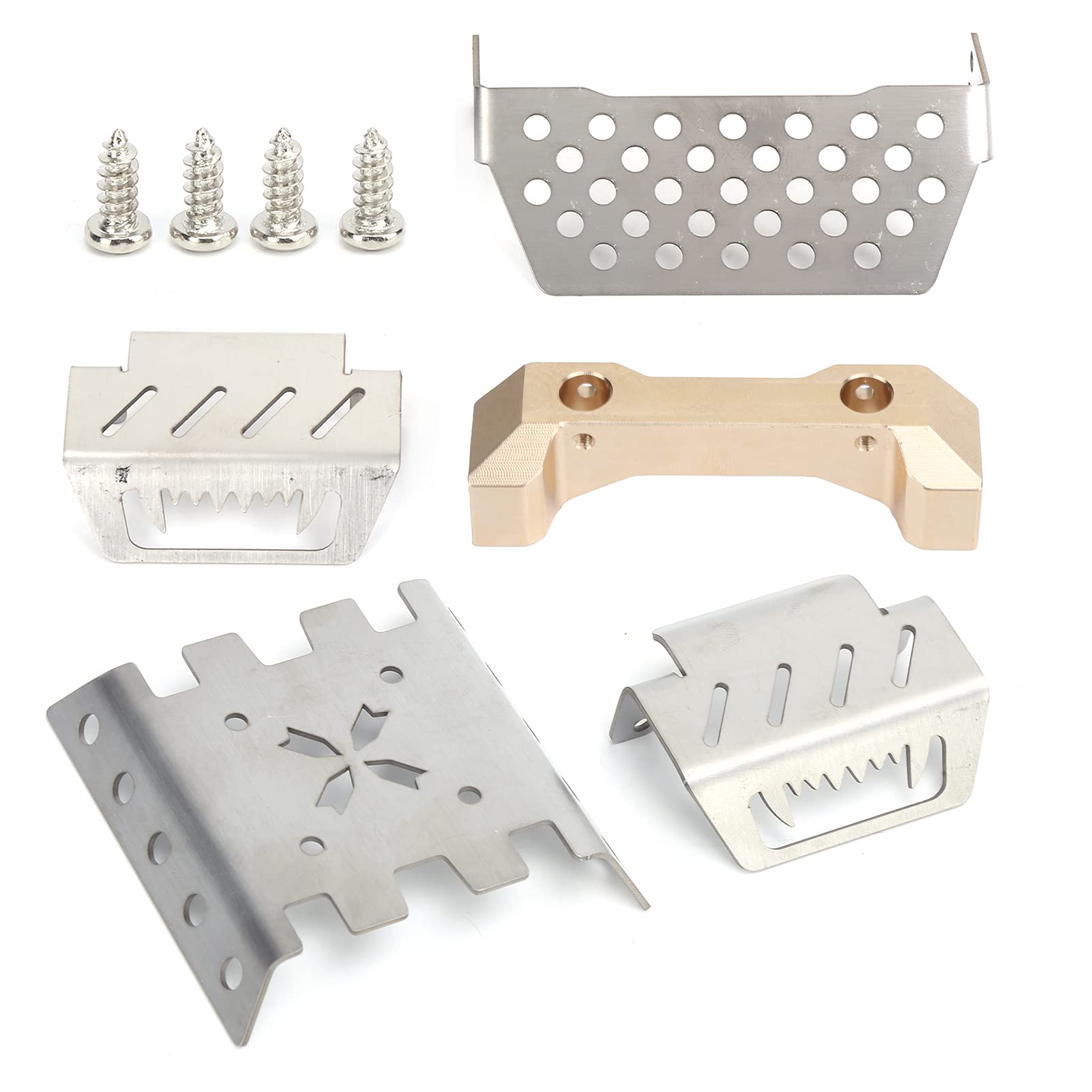 Changor Guard Plates Stainless Steel Chassis Protector Armor for YK4102 1/10 RC Car Durable and Stable 4pcs