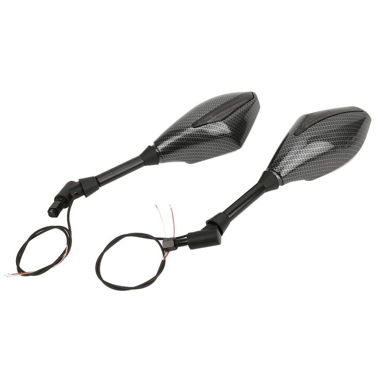 Indicatore di Direzione per Motocicletta Luce ABS Specchi Retrovisori Laterali a LED Neri con Indicatore di Direzione Indicatore di Direzione per Specchietti Laterali per Moto Manubrio 10