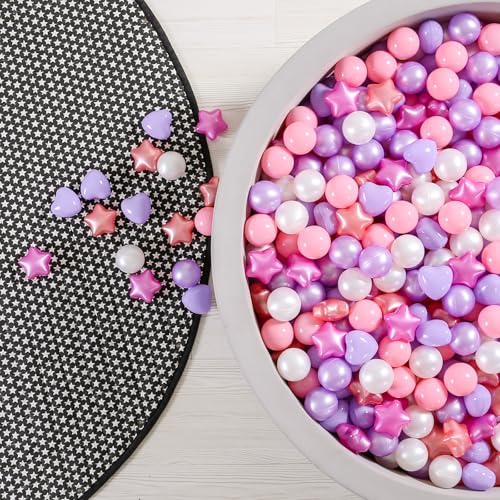 GOGOSO Star Ball Pit Balls for Ball Pit, Crush-Proof BPA Free Colorful Play Plastic Balls for Kids Toddler Christmas Party Decor Giant Friendship Bracelet Banner, Red Purple,50pcs 2.15inch Balls