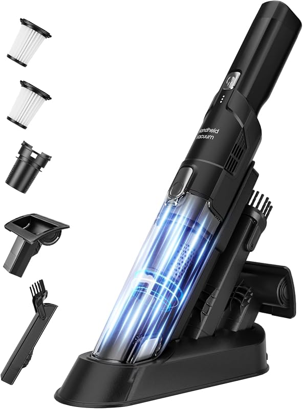 Handheld Vacuum Cordless with Brushless Motor, 22KPa Car Vacuum, Hand Vacuum Cordless Rechargeable with Charging Dock, Up to 30 Min Runtime for Home/Car/Pet