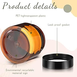 SATINIOR 12 Pack 4 oz Plastic Container Jars with Lids Round Clear Travel Cosmetic Container Slime Jars for Toiletries, Lotion, Cream, Ointments, Makeup, Rhinestone, Samples, Kitchen Storage(Amber)