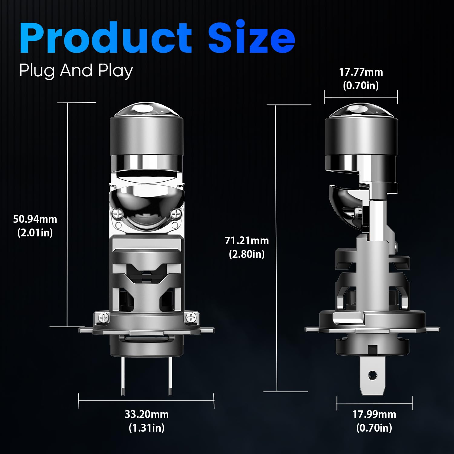NOVSIGHT Bombilla H7 LED Con lente biconvex - 100W 24000LM 6500K Canbus Lámparas LED H7 Coche Kits de Bombilla H7 para Faro Delantero, Diseño Mini Halógeno 1:1, No Requiere Adaptador, 2 Piezas