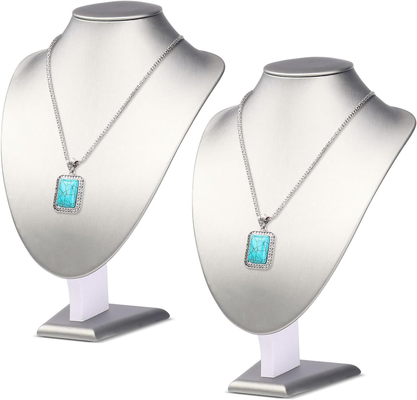 Flexzion Necklace Bust Display Stand (2 Pack) - 11 Inch 3D Mannequin Black Velvet Necklace Display Holder for Home, Boutique & Trade Shows - Jewelry Display for Selling Necklace, Pendants, Lockets