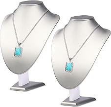 Flexzion Necklace Bust Display Stand (2 Pack) - 11 Inch 3D Mannequin Black Velvet Necklace Display Holder for Home, Boutique & Trade Shows - Jewelry Display for Selling Necklace, Pendants, Lockets