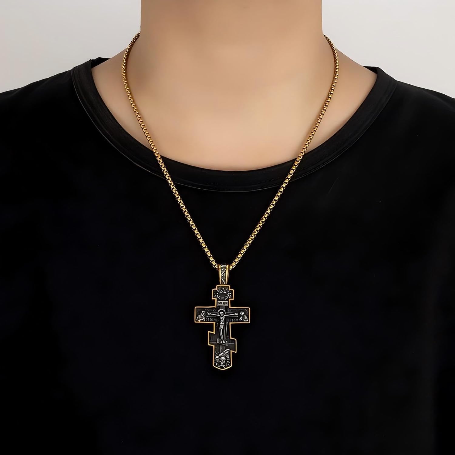 Eastern Orthodox Cross Pendant Necklace for Men and Women, Retro Religious Jesus Crucifix, Festival Pendant GIFT,Silvery - Image 5