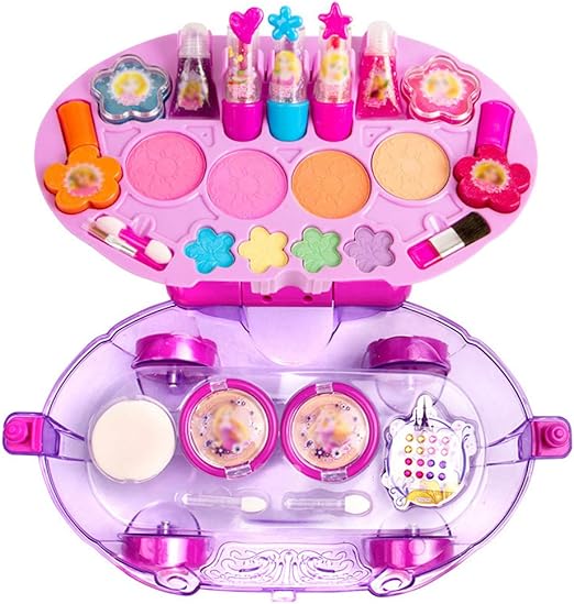 Amazon Cxl子供化粧品セット 女の子化粧おもちゃ 手提化粧箱 王女の化粧する車 化粧車のアップグレード版 2層は配置します パープル メイクアップ おもちゃ