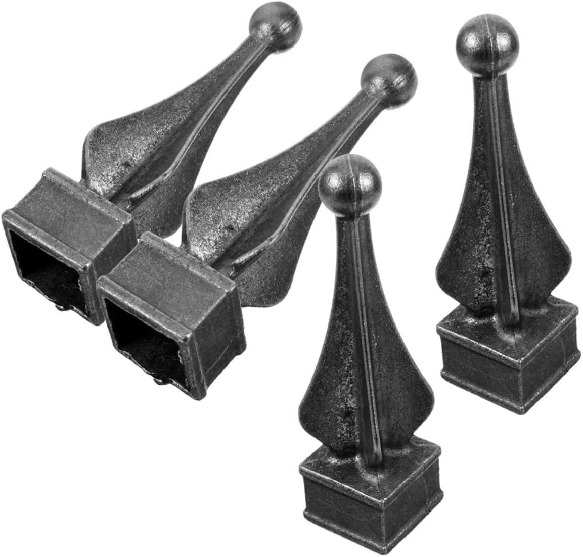 4pcs Decorative Cast Iron Fence Finials Elegant European Design Fence Post Caps for Gardens Patios and Courtyards Privacy Enhancing Accessories Black