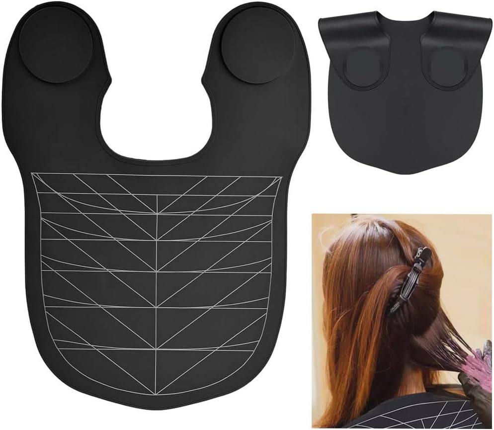 Large Hair Cutting Guide Collar Silicone Waterproof Hair Cutting Cape Kit Weighted Front Hair Dye Collar Neck Wrap with Guide Lines for Salon Hairdressing Hair Coloring (Gray)