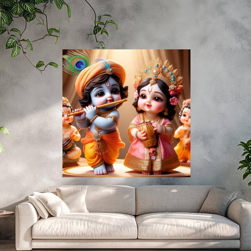 Image of British Terminal Cute little Bal Gopal Baby God Krishna| Kanha Ji | Laddu Lord Makhan Chor Painting Religious Poster for Pregnant Women for wall (matt thin vinyl,sticker,multicolor,unframed)| bj274