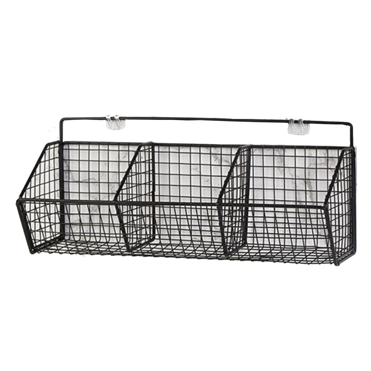 Cesta de frutas de pared de alambre metálico resistente con doble compartimento