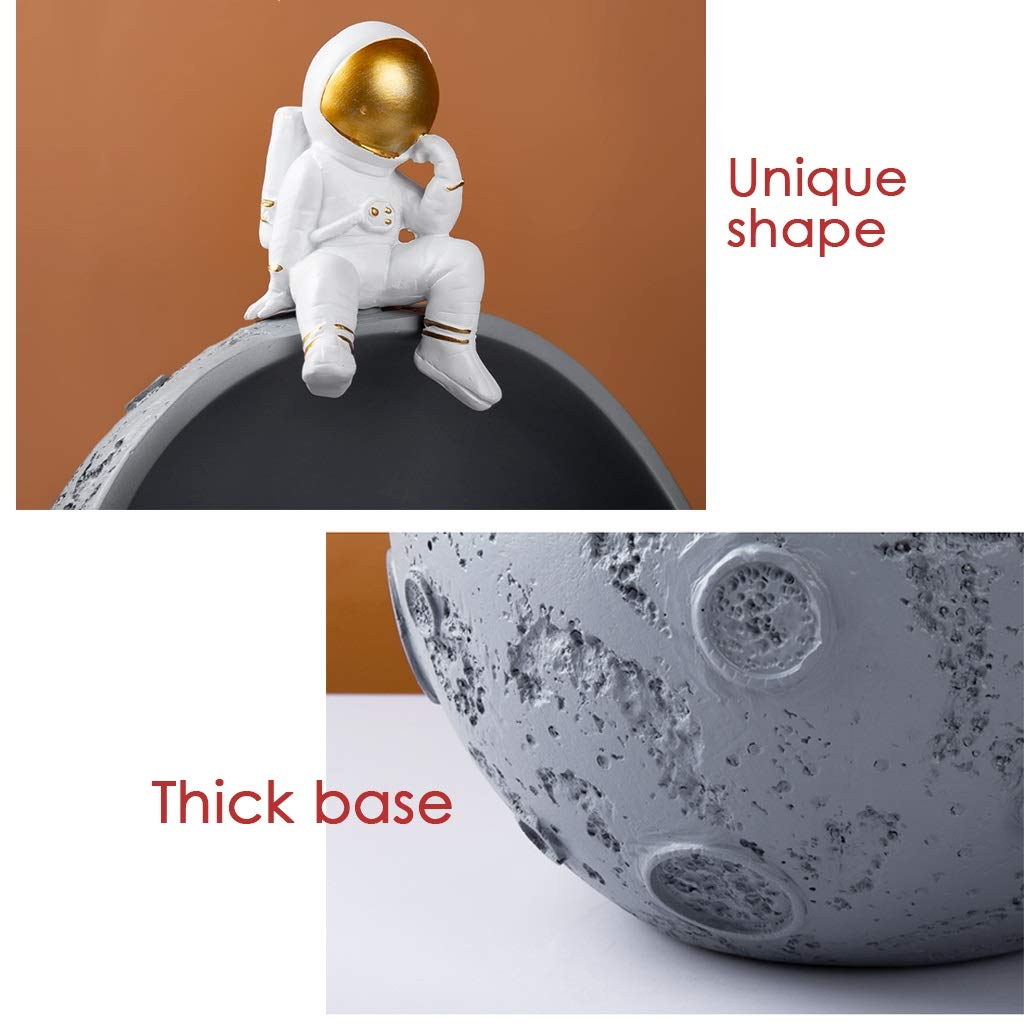 YXCKG Svuotatasche Moderno Design, Svuota Tasche da Ingresso, Vassoio per la Decorazione, Ciotole Decorative per Soggiorno tavolino Portico, Nordic Desktop Decor Key Bowl-Astronaut Half Moon Model