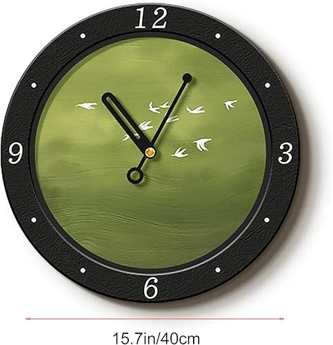Miniatura 2 de Reloj de pared verde, reloj de pared silencioso reloj redondo decorativo, reloj de cocina para sala de estar, baño, decoración de oficina escolar