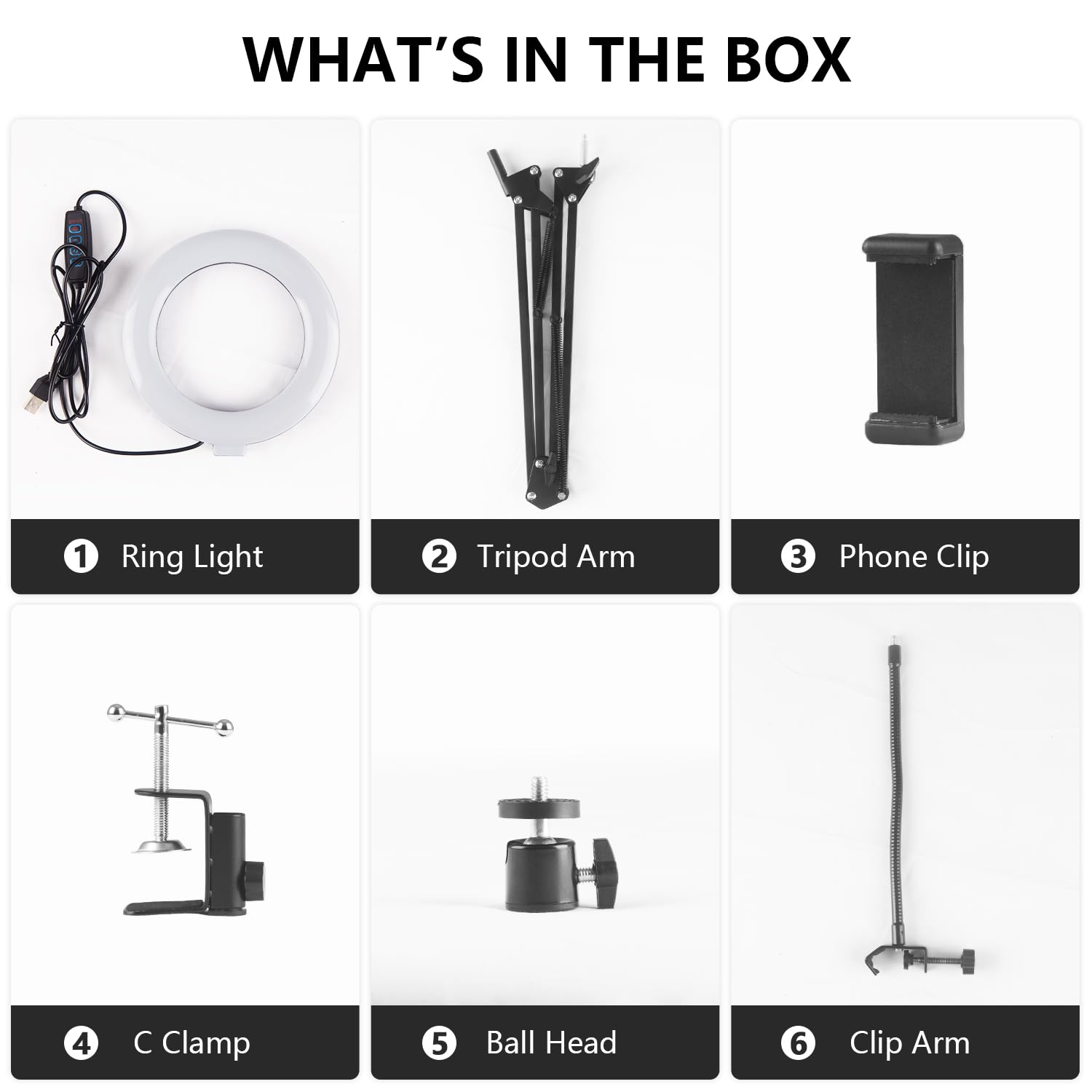 Luce ad anello LED da 15,2 cm per scrivania, supporto per fotocamera con anello luminoso e supporto per telefono, supporto per telefono con luci da studio per fotografia, registrazione