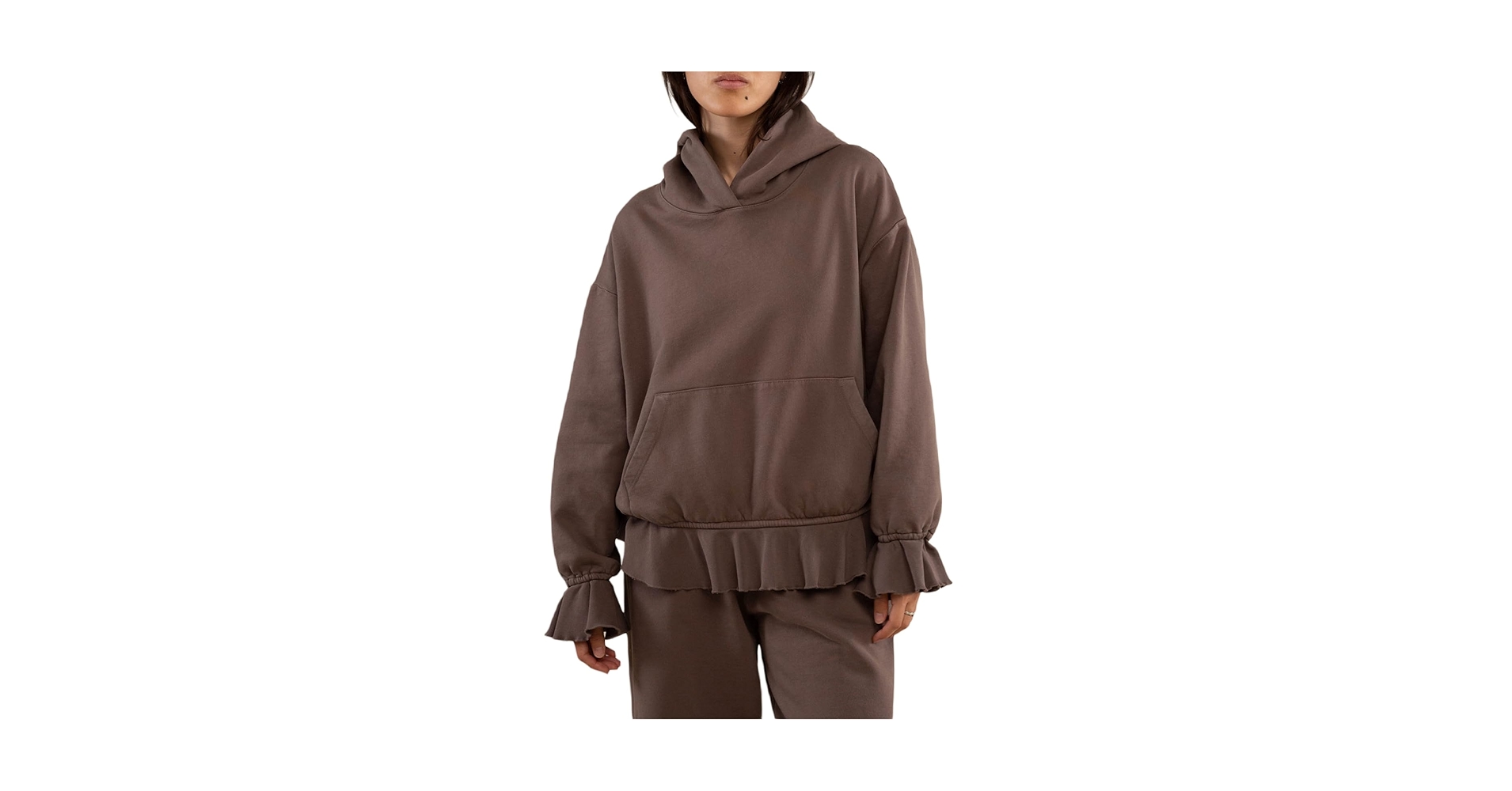 Amazon.com: Adoeren Women Ruffle Trim Babydoll Hoodie