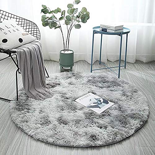 Satisinside Ultra Soft Round 4 Feet Area Rugs with Anti-Skid Back,Fluffy Home Carpet for Living Room Bedroom Kids Room and Nursery Room (Light Gray)