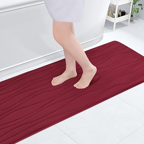 Buganda Tapete de baño de espuma viscoelástica de 47 x 17 pulgadas, extra suave y absorbente, antideslizante y lavable a máquina, tapete para suelo