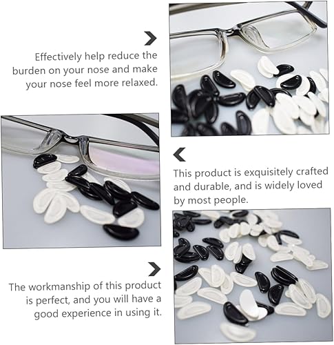 Miniatura 6 de 20 pares de almohadillas para la nariz para gafas, clip para la nariz, lentes de lectura, lentes de lectura transparentes, gel negro, pieza de nariz