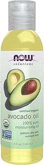 NOW Foods Solutions, Organic Avocado Oil, 100% Pure Moisturizing Oil, Nutrient Rich and Hydrating, 4-Ounce