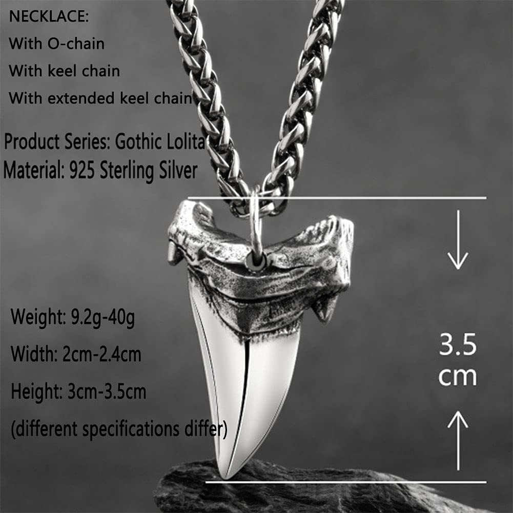Heren Haaientand Hanger 925 Sterling Zilver Retro Gothic Heren Haaientand Hanger 925 Sterling Zilver Retro Gothic