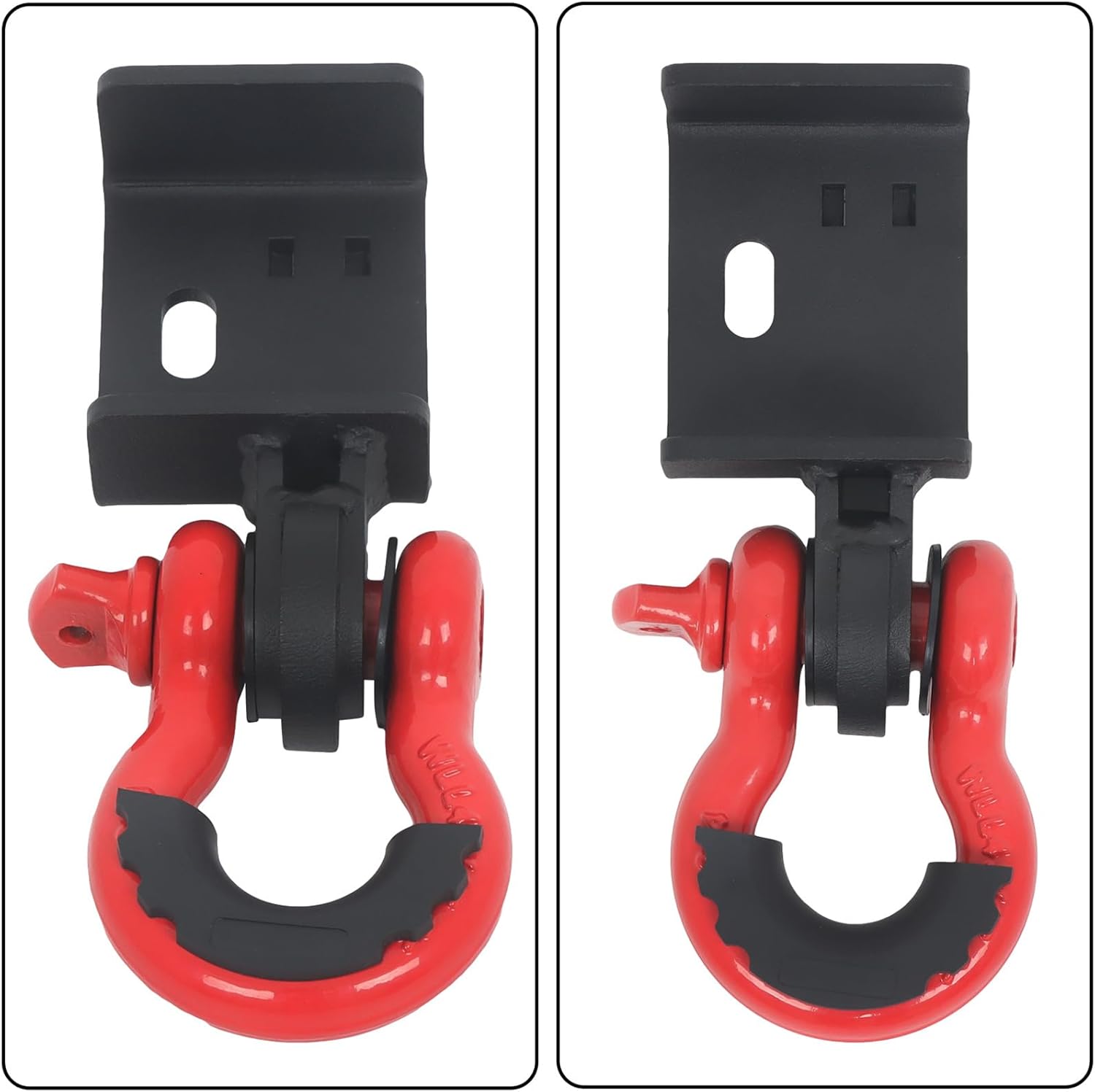 Red Front Demon Tow Hook Brackets with 3/4in Shackle D Rings Replacement for Tacoma 2009-2023