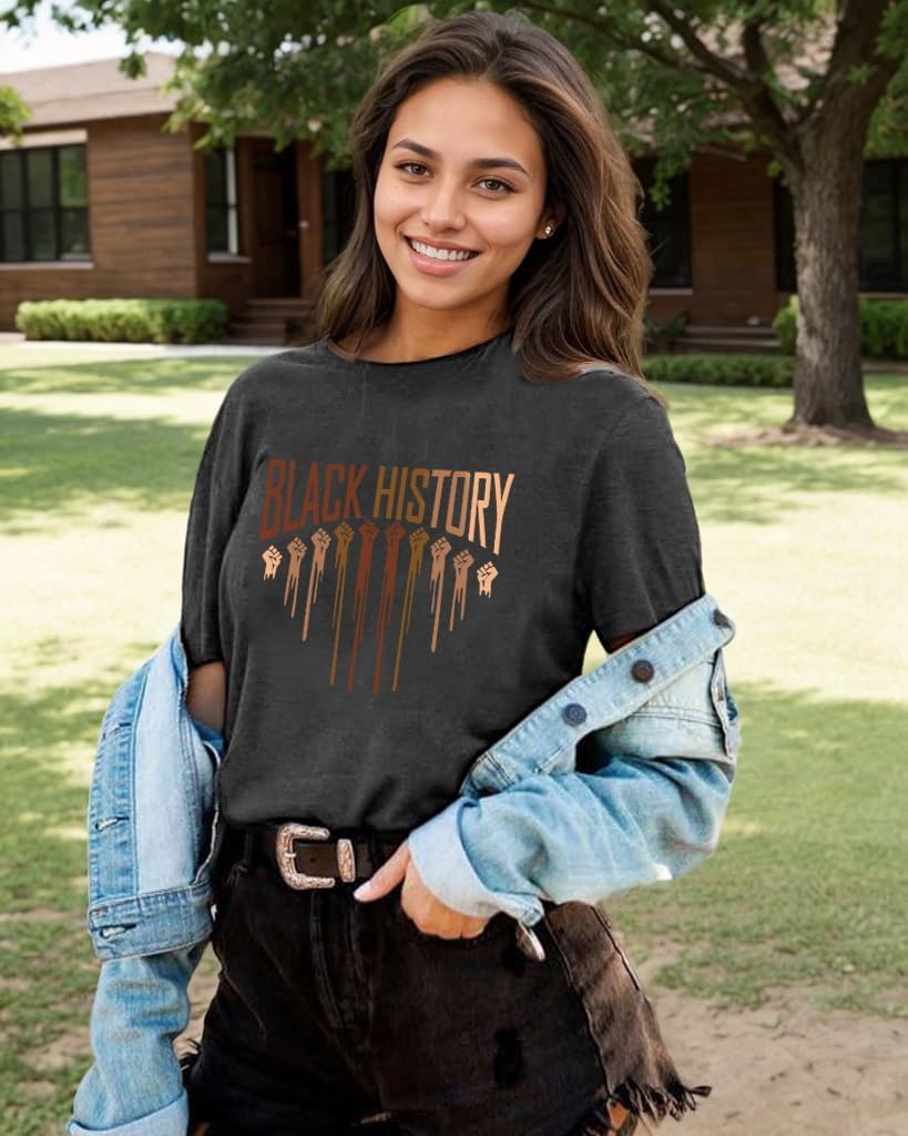 Women Black History Shirts Melanin Shirts for Black Women American African Black Pride Graphic Tee Tops - Image 5