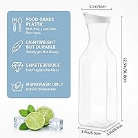 Vista 2 de YOUEON Paquete de 8 jarras de agua de plástico de 50 onzas con tapa y etiqueta, recipientes de bebida de agua transparente, jarra de jugo a granel