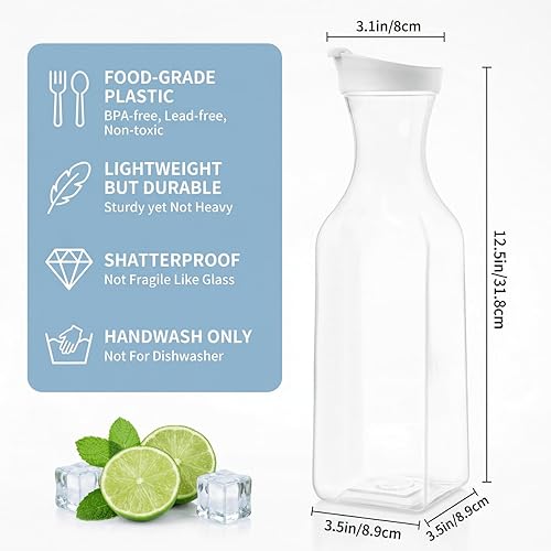 Miniatura 2 de YOUEON Paquete de 8 jarras de agua de plástico de 50 onzas con tapa y etiqueta, recipientes de bebida de agua transparente, jarra de jugo a granel