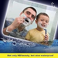 Vista 5 de Espejo de maquillaje rectangular sin marco, espejo de baño LED de tacto inteligente, luz cálida, espejo de pared horizontal/vertical, pantalla