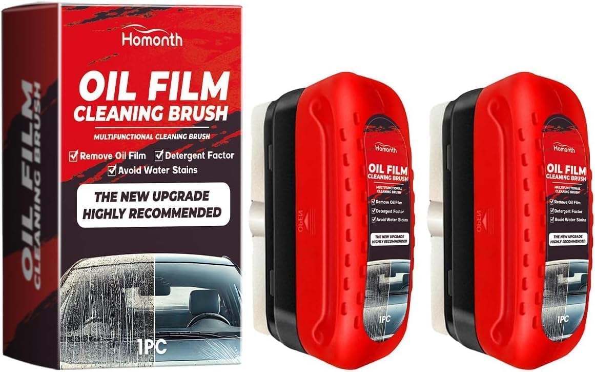 2 Pack Automotive Oil Film Cleaning Brush,Car Glass Oil Film Cleaner, Glass Oil Film Remover for Car Glass Cleaning,Oil Film Removal Windscreen, Oil Film Remover for Glass Window Cleaner