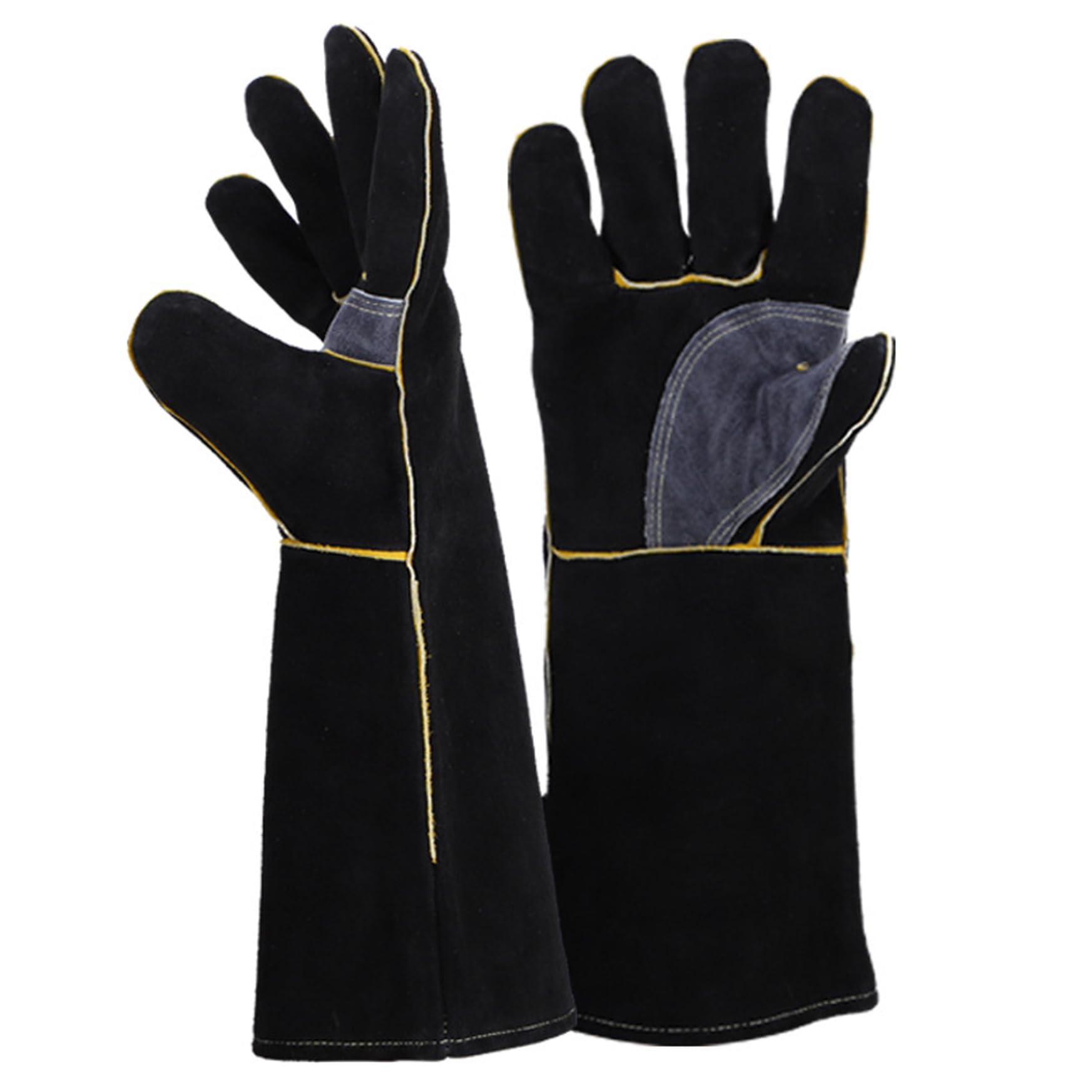 Cakeeyum Black Fireplace Gloves 350°C Resistant Fireproof Gloves For Barbecue Welding Forging Gardening 14In