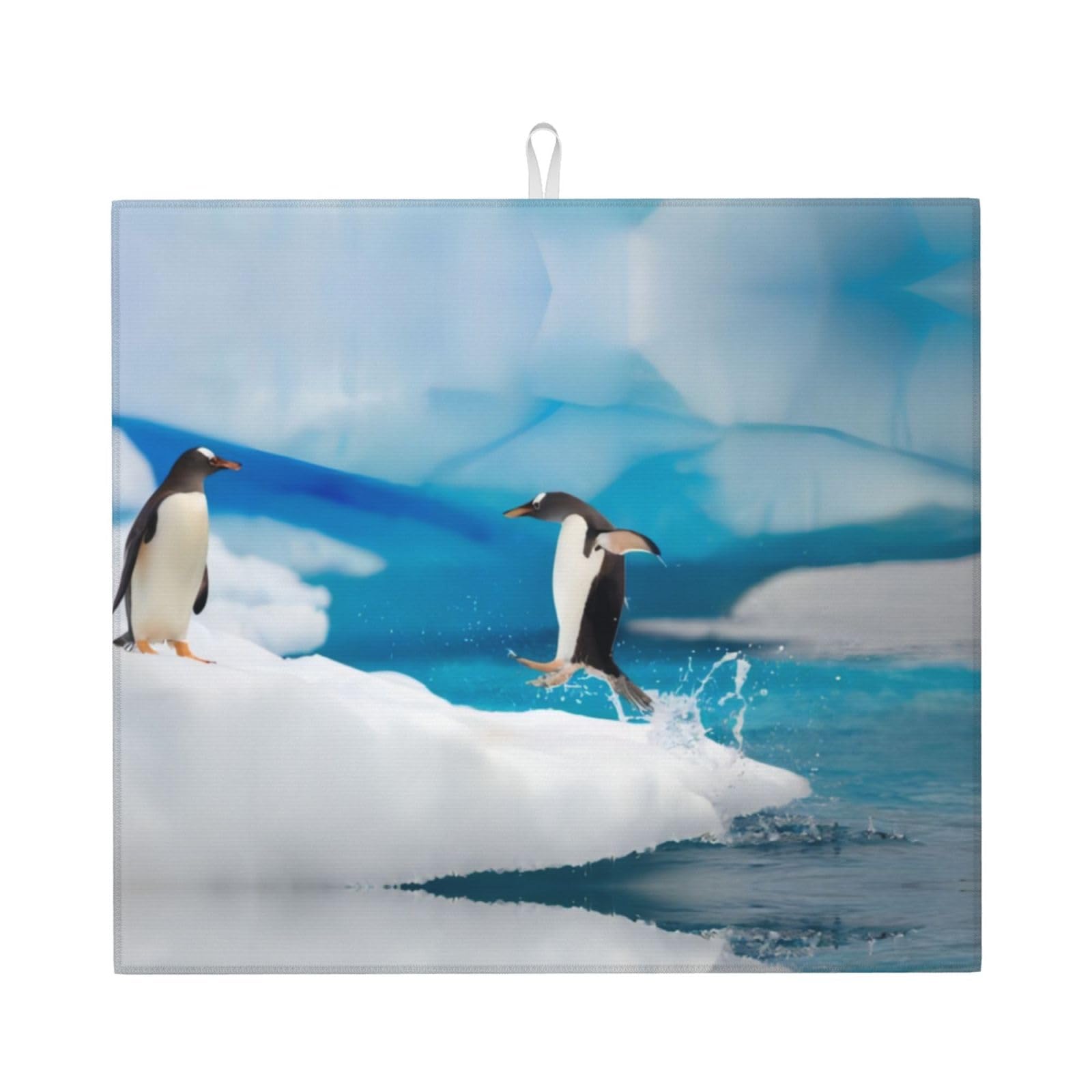 Yyhwhjde Black Playful Penguins Prints Kitchen Drying Mat – Absorbent Dish Throw For Countertop, Non-Slip Layer With Vibrant Prints, Ideal For Housewarming