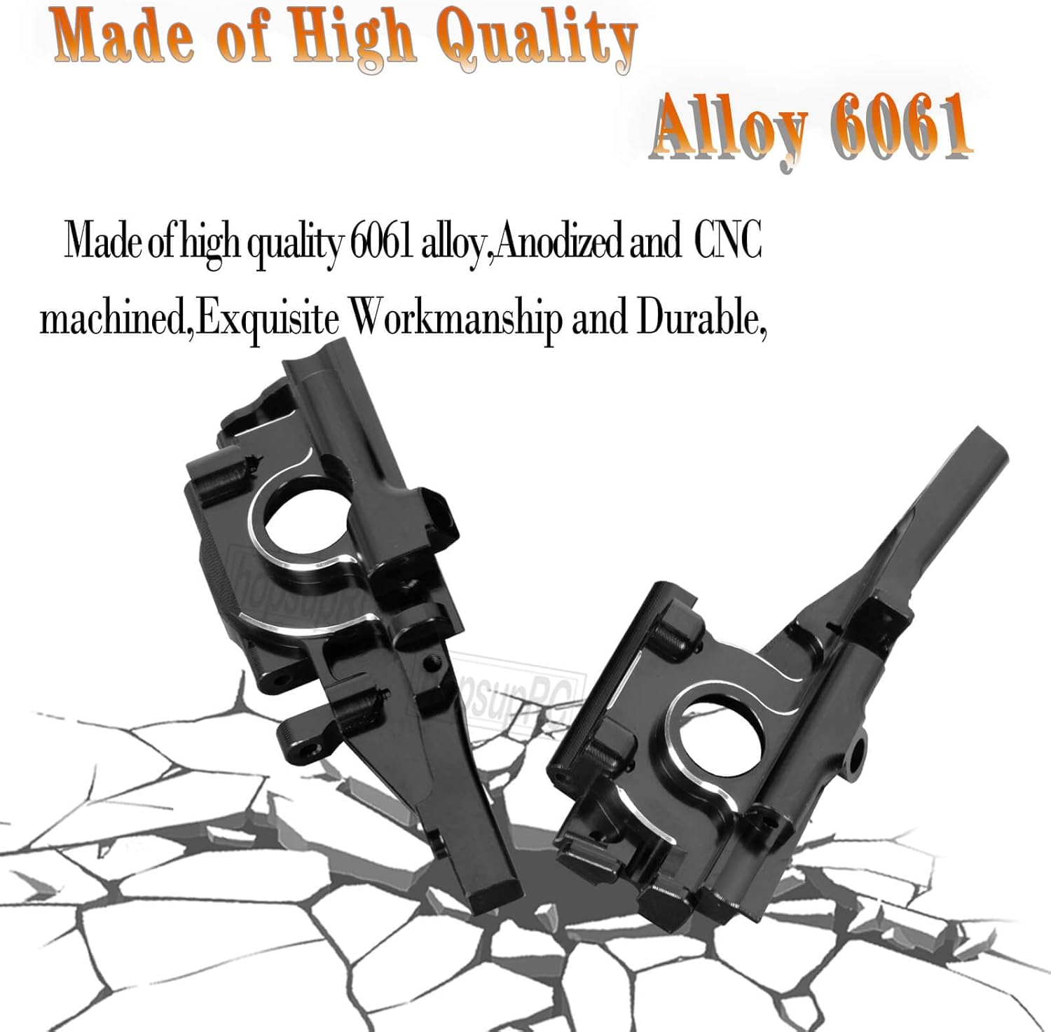 Aluminum Front Rear Bulkhead Gearbox Upgrades for 1/16 Mini E-Revo Slash Summit RC Car,Alloy Front Rear Bulkhead Transmission Case Hops Up,Black