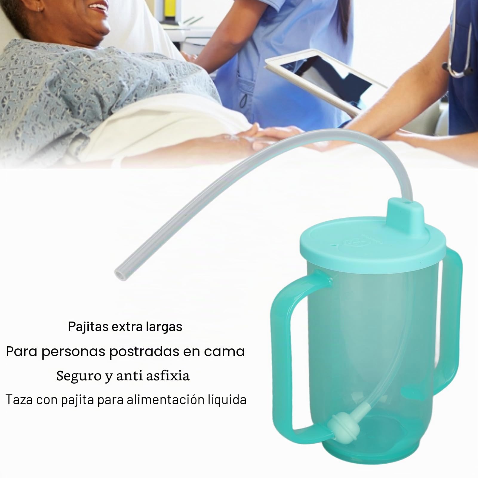 Bebida Para Convalecientes Para Adultos, Vaso Para Sorber Para Adultos De 350 Ml, Vaso Para Alimentación Para Convalecientes Seguro, Resistente Al Calor, A Prueba De Fugas, Con Pajita Extendida Para P
