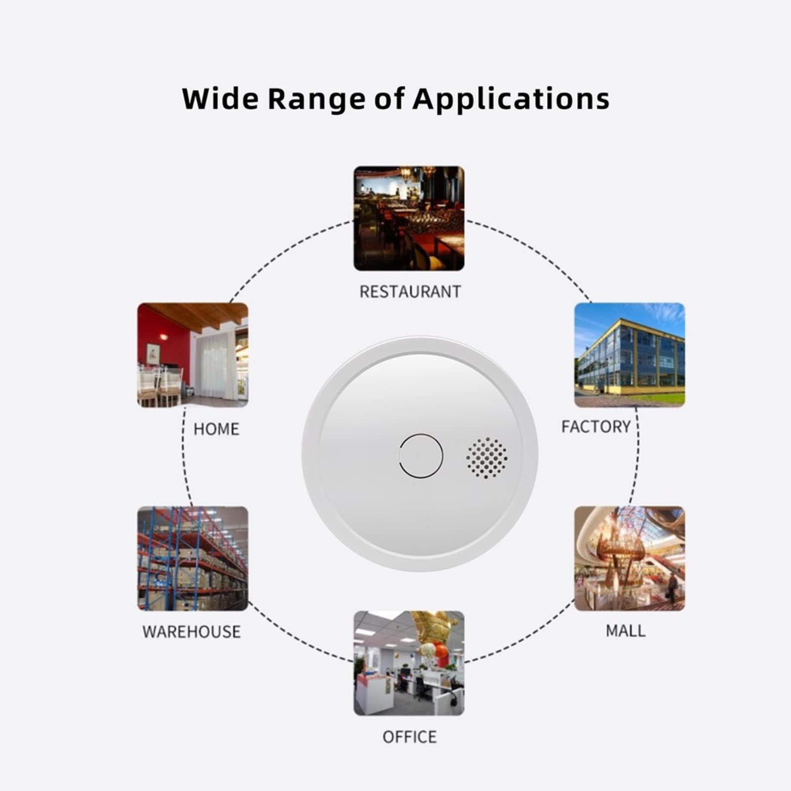 HEIMAN Détecteur de fumée photoélectrique sans Fil WiFi Intelligent avec EN14604, Avertissement de Batterie Faible, avec Batterie remplaçable, autonomie de 5 Ans (WS2SA-5-TY-5 Pack)
