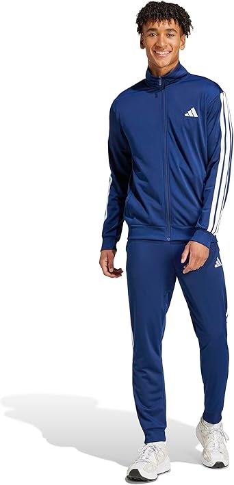 adidas Men's SPORTSWEAR BASIC 3 STRIPES TRICOT TRACKSUIT, Dark Blue, M : Amazon.co.uk: Fashion