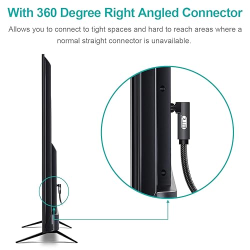 Miniatura 3 de EMK Cable óptico Toslink de 90 grados de rotación libre de 360 grados, cable de fibra óptica SPDIF Toslink macho a macho para cine en casa, barra de