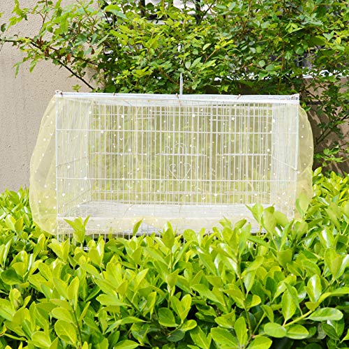 Vkeda Bird Seeds Catcher Nylon Net Cover To Protect Pet Net Cover Birdcage Skirt Cage Net Cover Cage Debris Controls (Yellow- L) #TOP3
