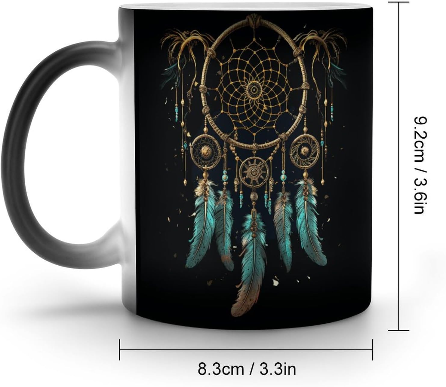 Color Changing Mug Dark Dream Catcher Printed Ceramic Coffee Mug Heat Changing Sensitive Mug Magic Heat Changing Coffee Mug Novelty Coffee Mugs