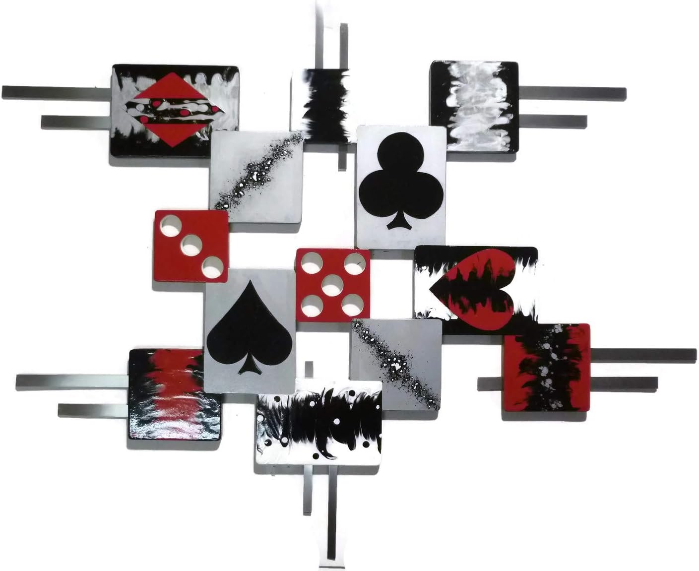 Play cards wood and metal wall art, cards sculpture, game theme wall decor by Diva Art69