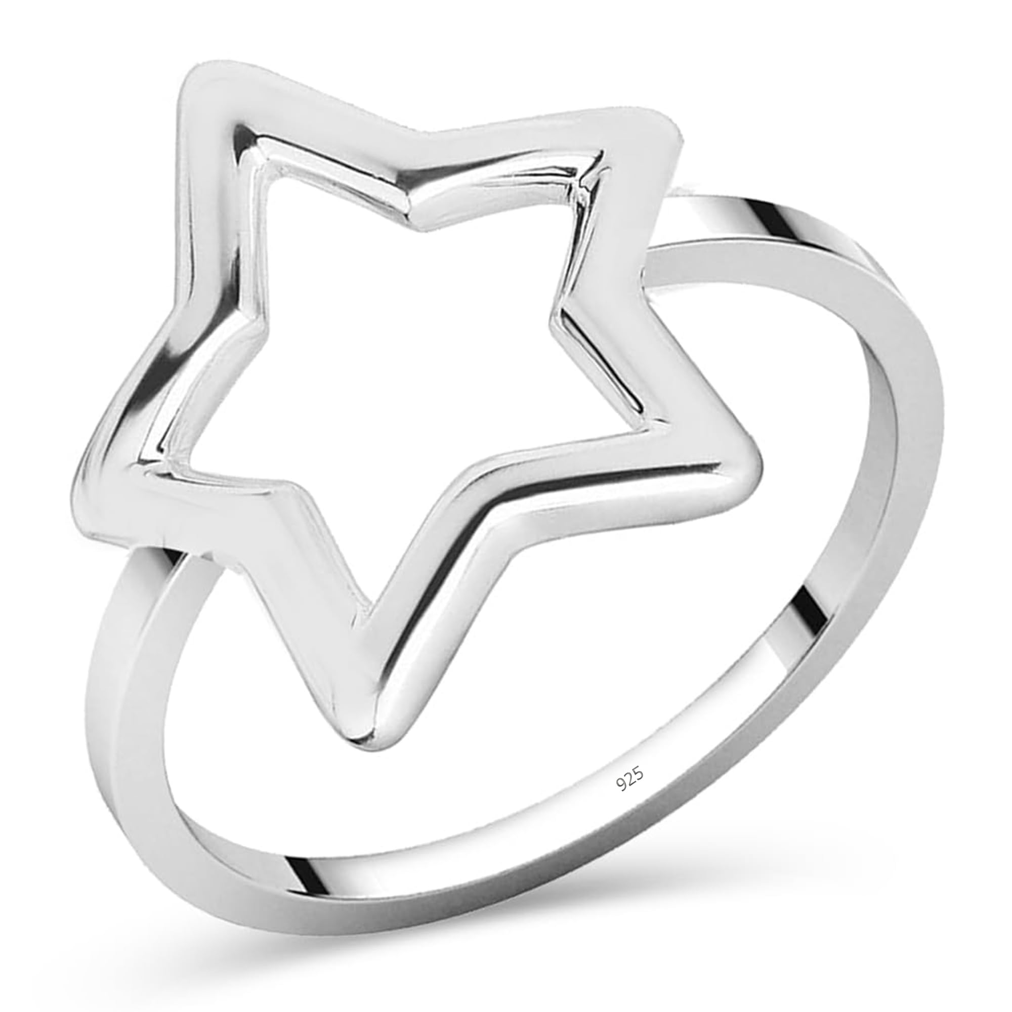 truesilver acpl LeCalla 925 Sterling Silver Star Shape Rings for Women | BIS Hallmarked Openwork Star Outline Statement Rings | Minimalist Cut Out Star Ring, Promise Ring | (Size - Indian-16, US-8 No.)-picture-44