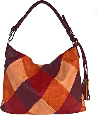 Handbag for Women Stitching Purse Tote Satchels Tassel Shoulder Top-handle Bag