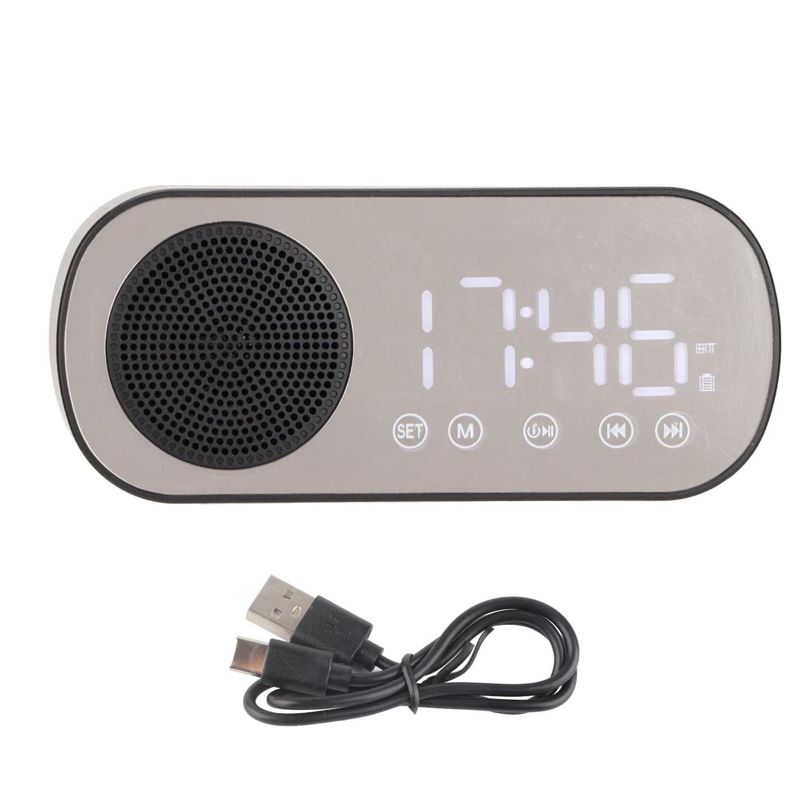 Budzik Radiowy, Ustawienie Podwójnego Budzika, Przenośne, Dostrojone Cyfrowe Radio FM, z Głośnikiem Muzycznym Bluetooth, Duży Ekran LED, Wiadomości, Prognozy Pogody