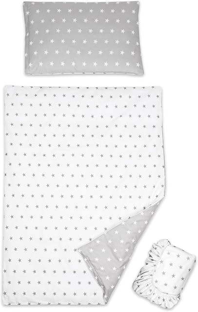3 piece set Duvet Cover Pillowcase and Fitted Sheet for 140x70 cm Baby Cot Bed (Big Stars)