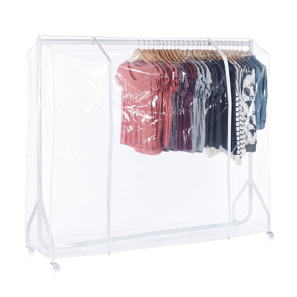 Buy Shopfitting Warehouse Gloss White HeavyDuty Clothes Rail with Clear Cover 6ft wide Online