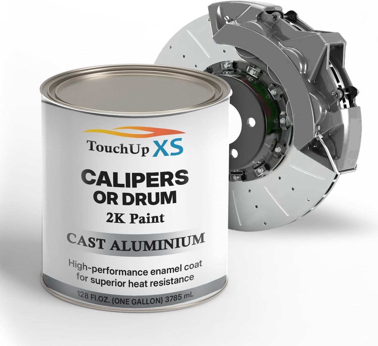 TouchupXS-High Temp Brake Calipers/Drums Enamel Coat 2K Cast Aluminium-Gallon with Hardener