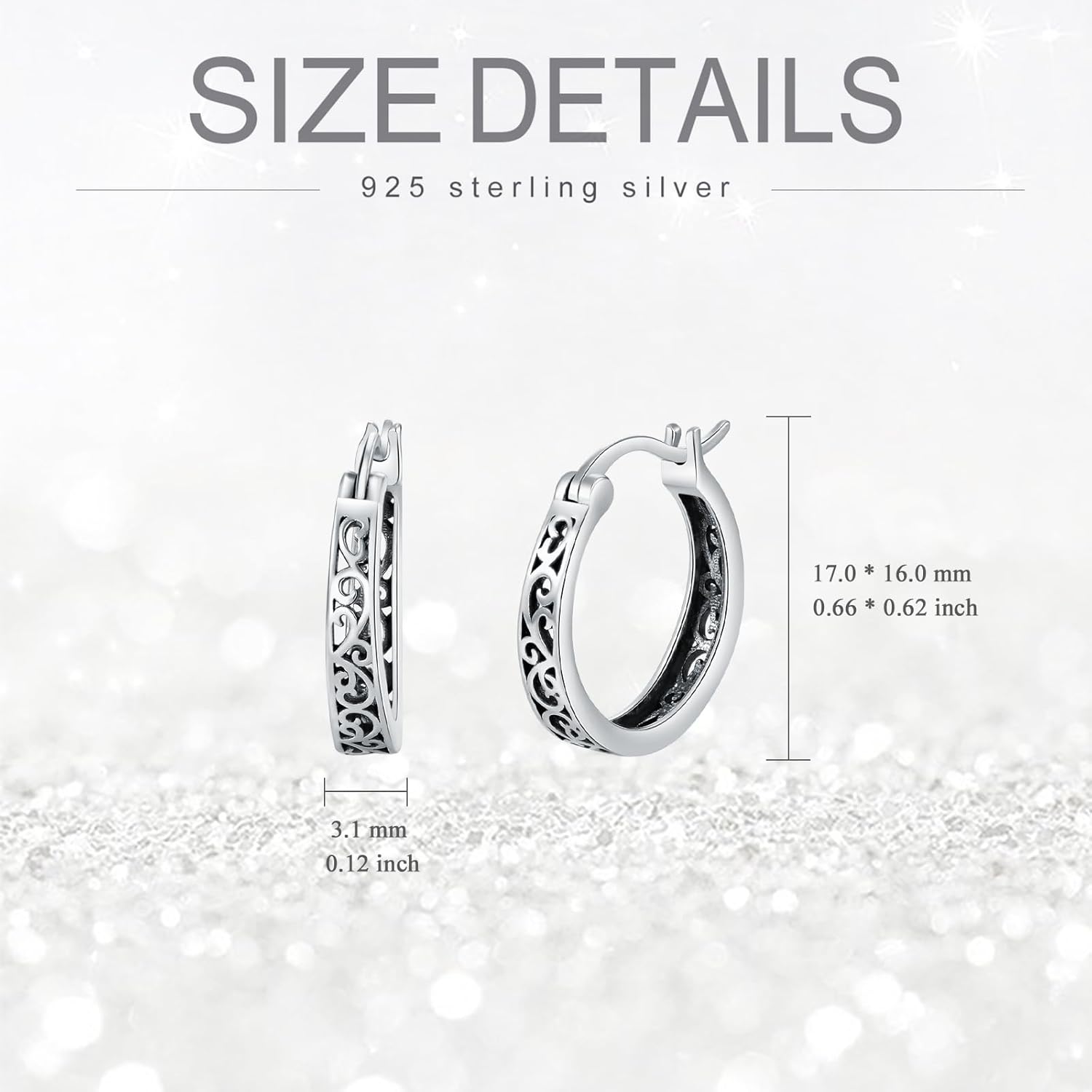 Sterling Silver Hoop Earrings Small Hoop Sun/Leaf/Triangle Huggie Earrings for Women Hypoallergenic - Image 4